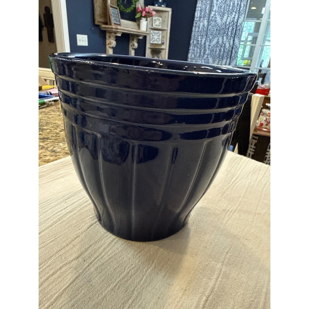 Robinson‎ Ransbottom Blue Crown 2 Qt Kitchen Crock Cobalt Blue Ribbed Stoneware